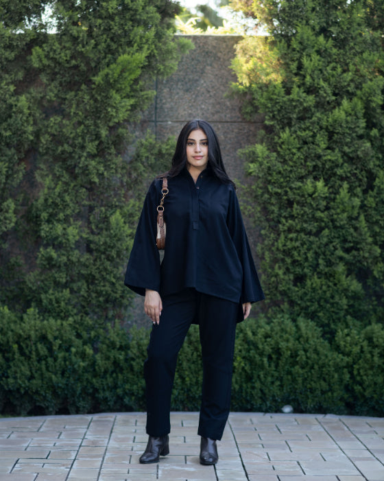 Black Quilted Pant Set