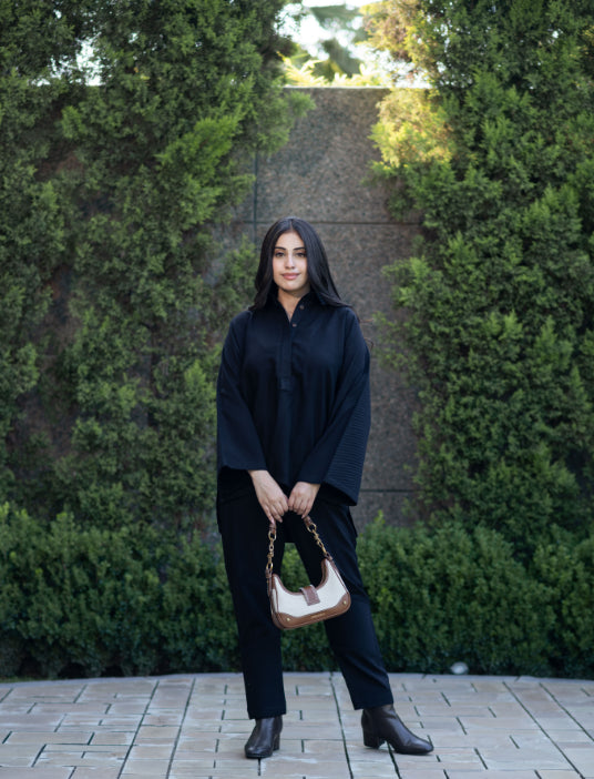 Black Quilted Pant Set