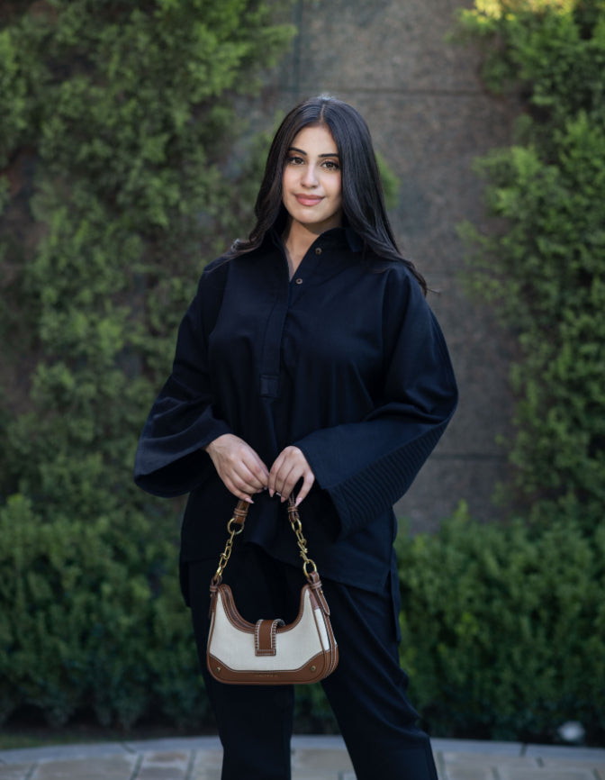 Black Quilted Pant Set