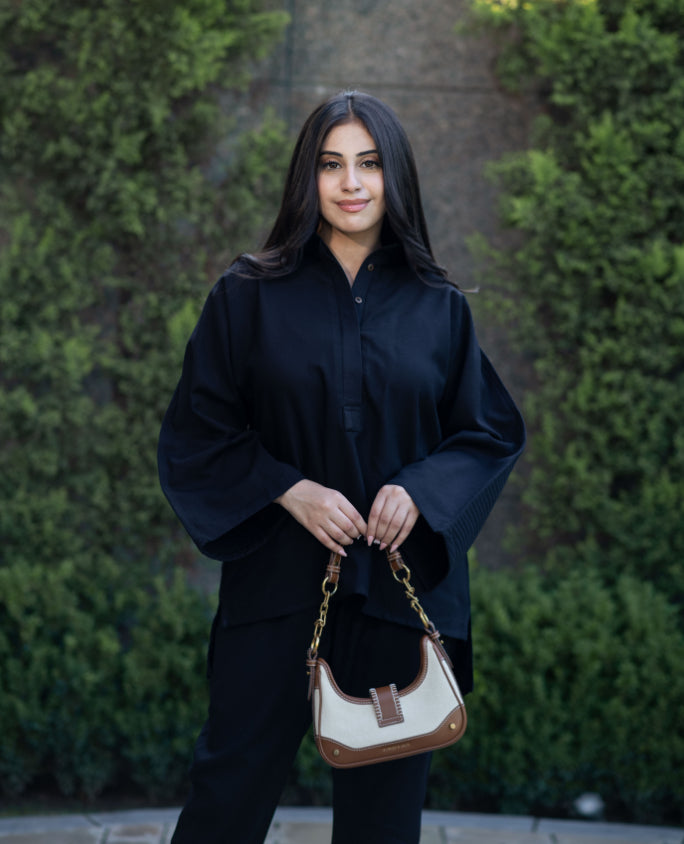 Black Quilted Pant Set