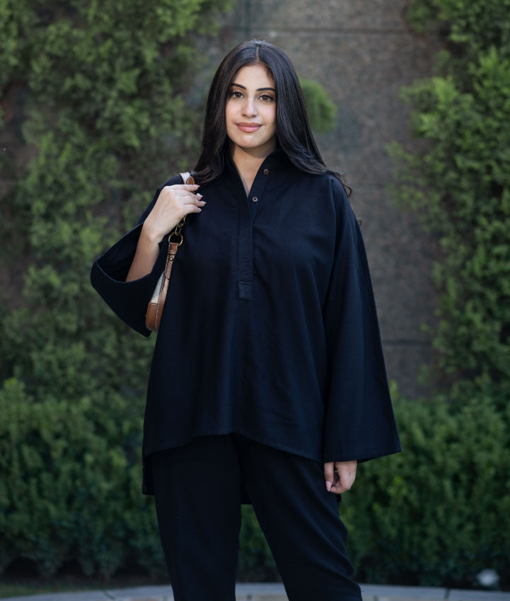 Black Quilted Pant Set