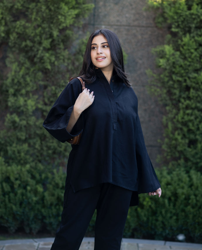 Black Quilted Pant Set