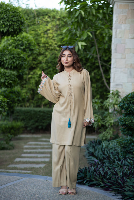 Camel Pashmina Plazo Set