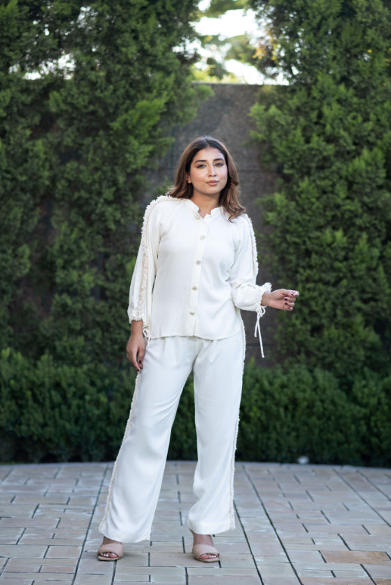 Off - White Coord With Lace Detailing