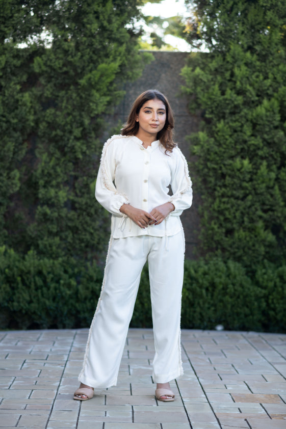 Off - White Coord With Lace Detailing