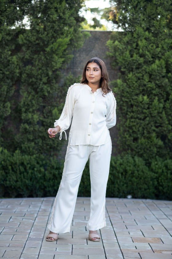 Off - White Coord With Lace Detailing