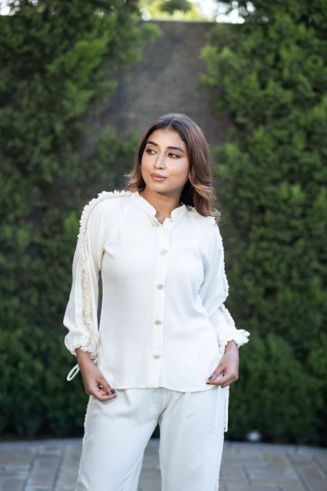 Off - White Coord With Lace Detailing