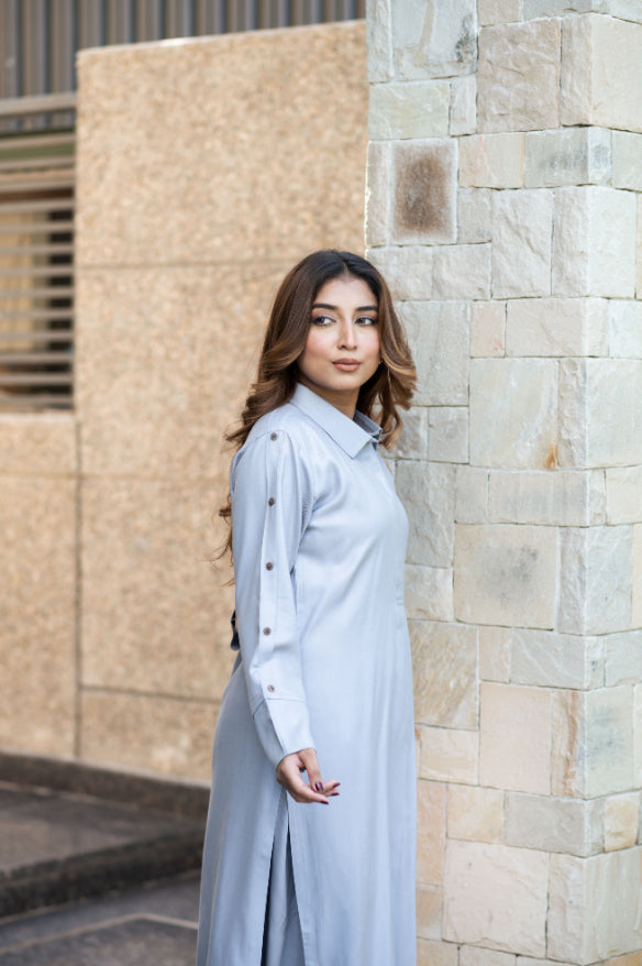 Grey Pashmina Kurta Set