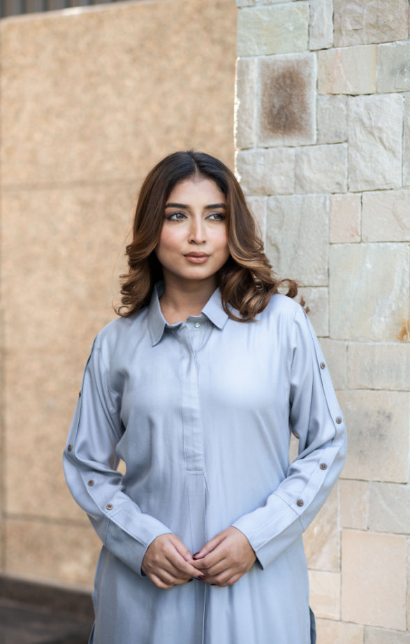 Grey Pashmina Kurta Set