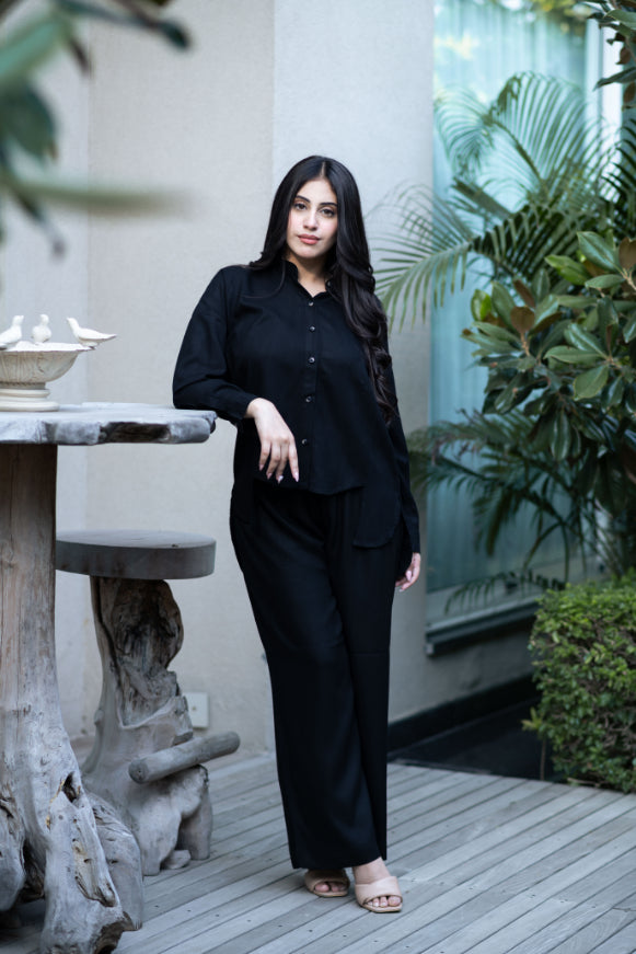 Black High Low Co-Ord Set