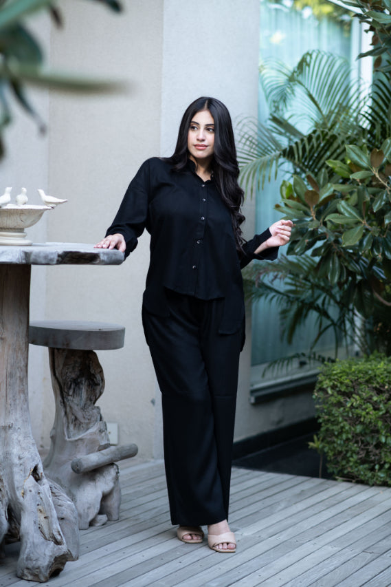 Black High Low Co-Ord Set